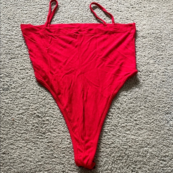 Red Ribbed Bodysuit - Picture 2 of 4